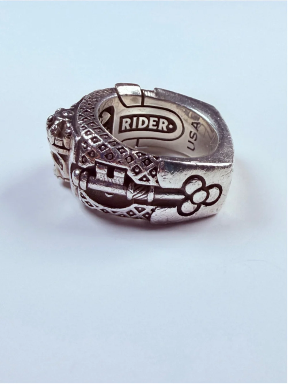 NightRider King's Ring Black Onyx Eyes 925 Sterling Silver Biker Ring $690